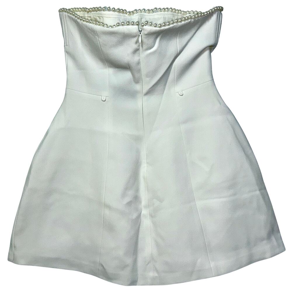NWT Babyboo Suni Ivory Bow Pearl Trim Strapless Cocktail Mini Dress Women Size M - Picture 12 of 16